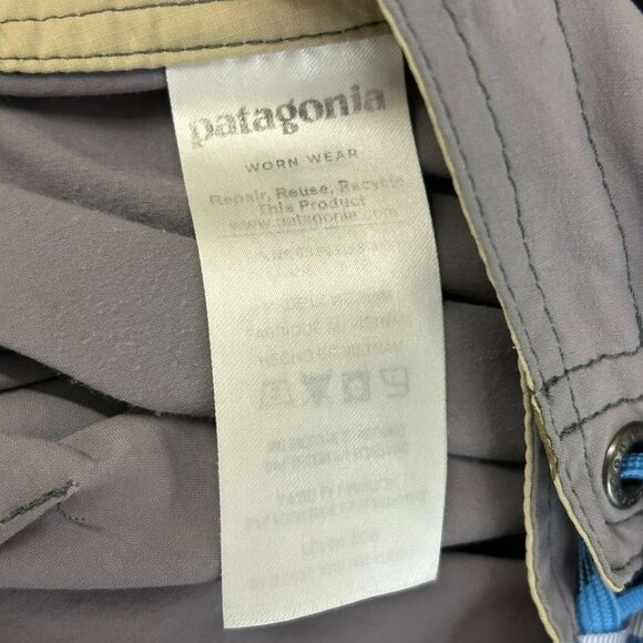 Patagonia Men's Size 32 Gray Blue Trim Swim Logo Shorts Drawstring Wavefarer - Picture 9 of 13